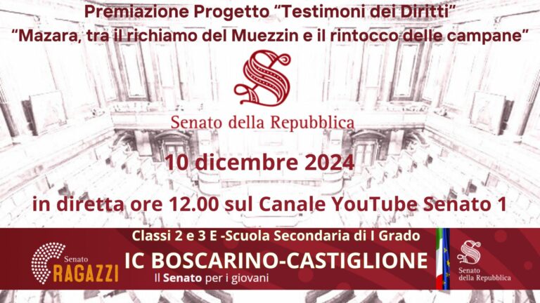 Premiazione Testimoni dei Diritti_ 10 dicembre_ diretta ore 12.00 su Canale YouTube Senato 1